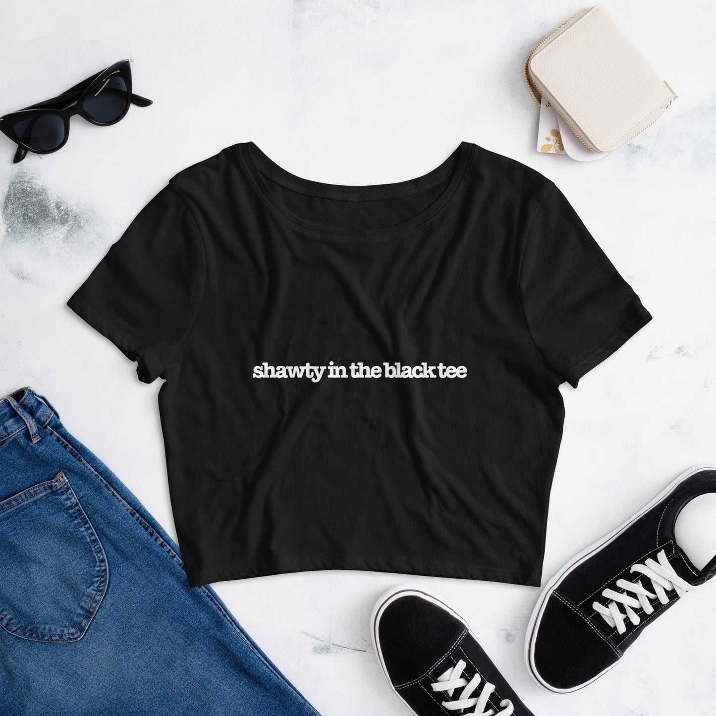 Shawty in the black Crop Tee