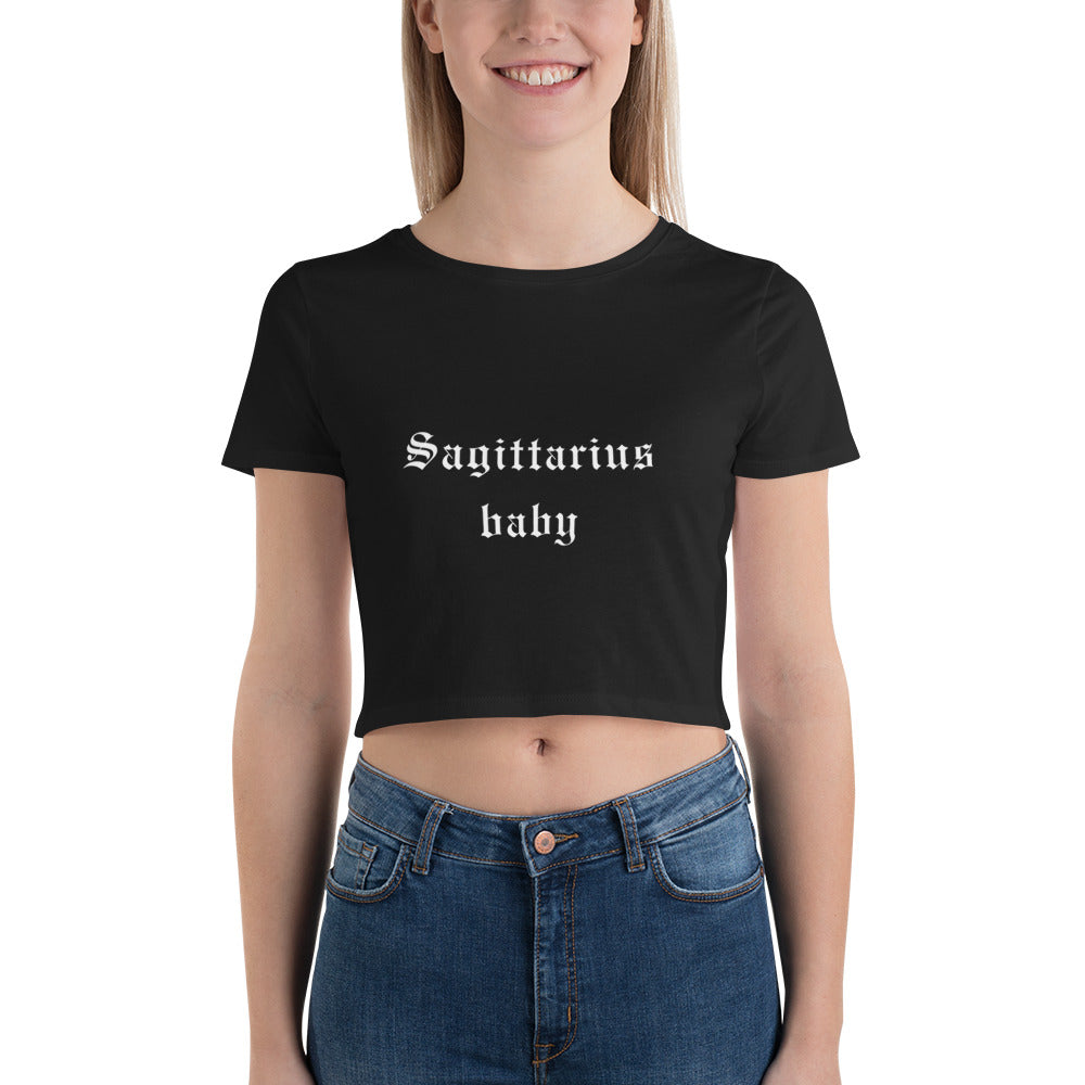 Sagittarius Baby Black Crop Tee