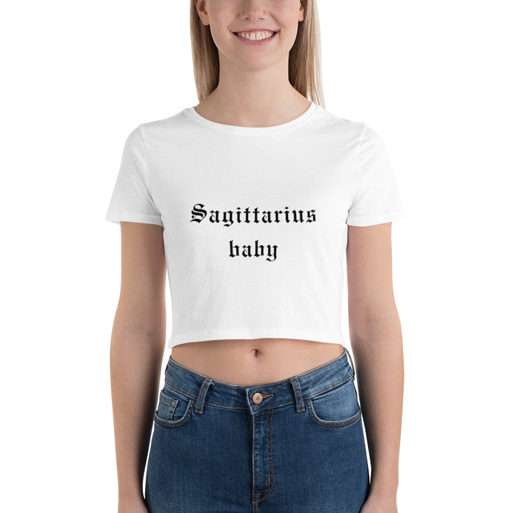 Sagittarius Baby White Crop Tee