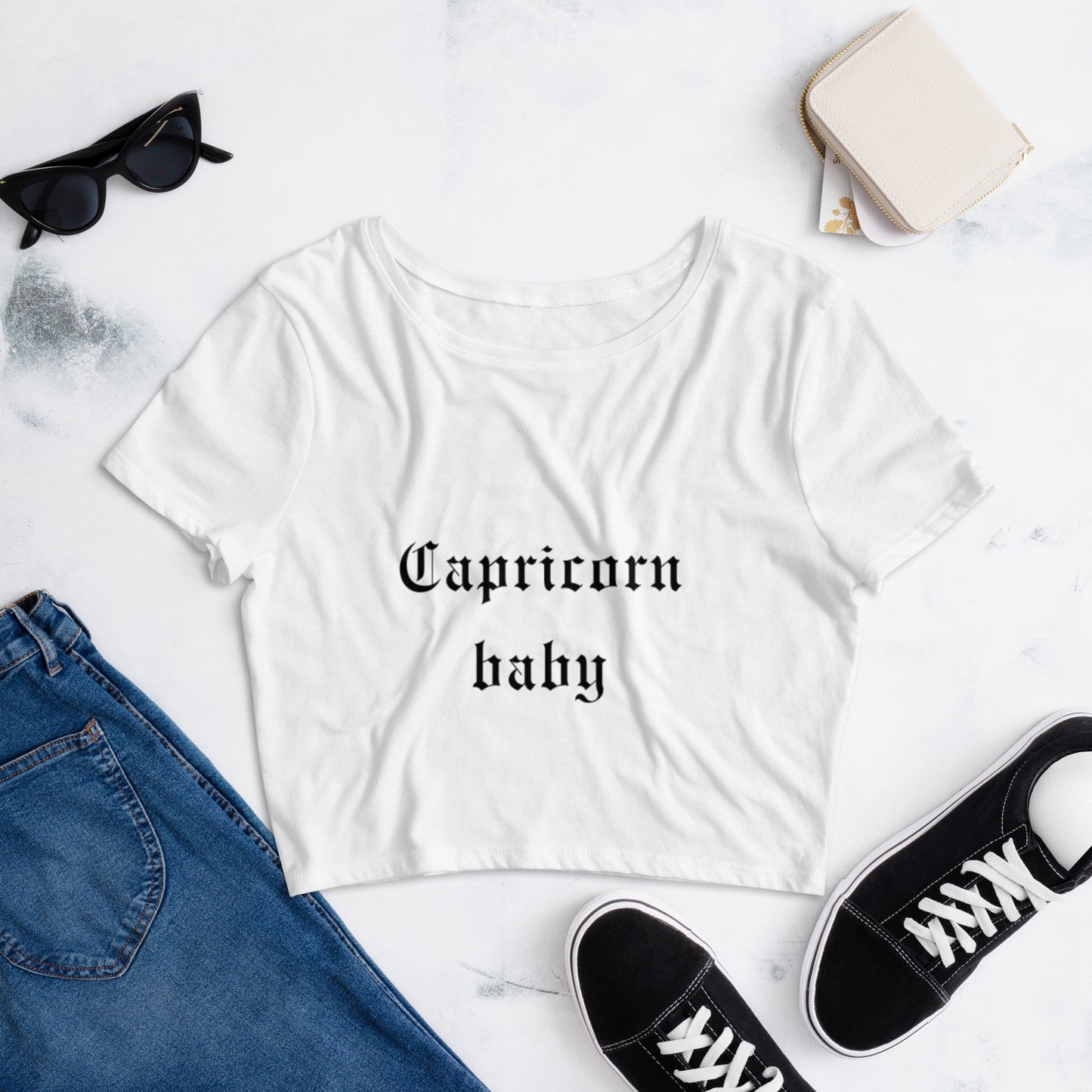 Capricorn Baby White Crop Tee